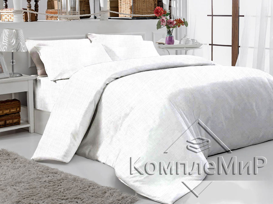 Комплект постельного белья (полуторный) из бязи - Белая