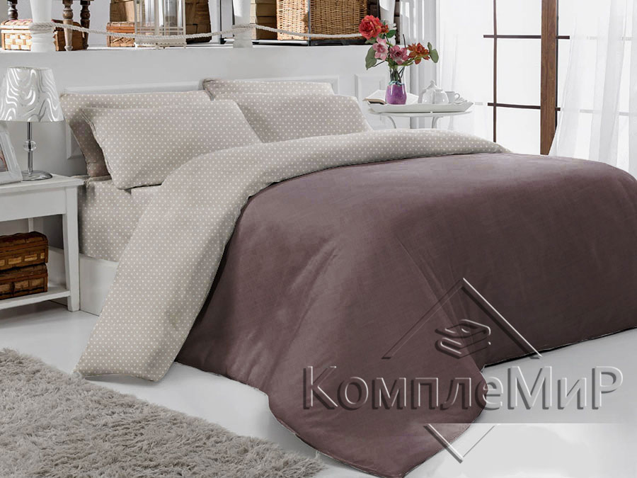 ткань постельная вид на кровати - Талисман - Горошек - бязь 