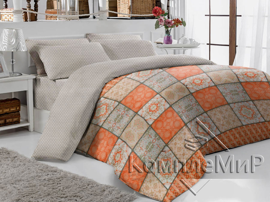 ткань постельная вид на кровати - Мавритания - Горошек - бязь 