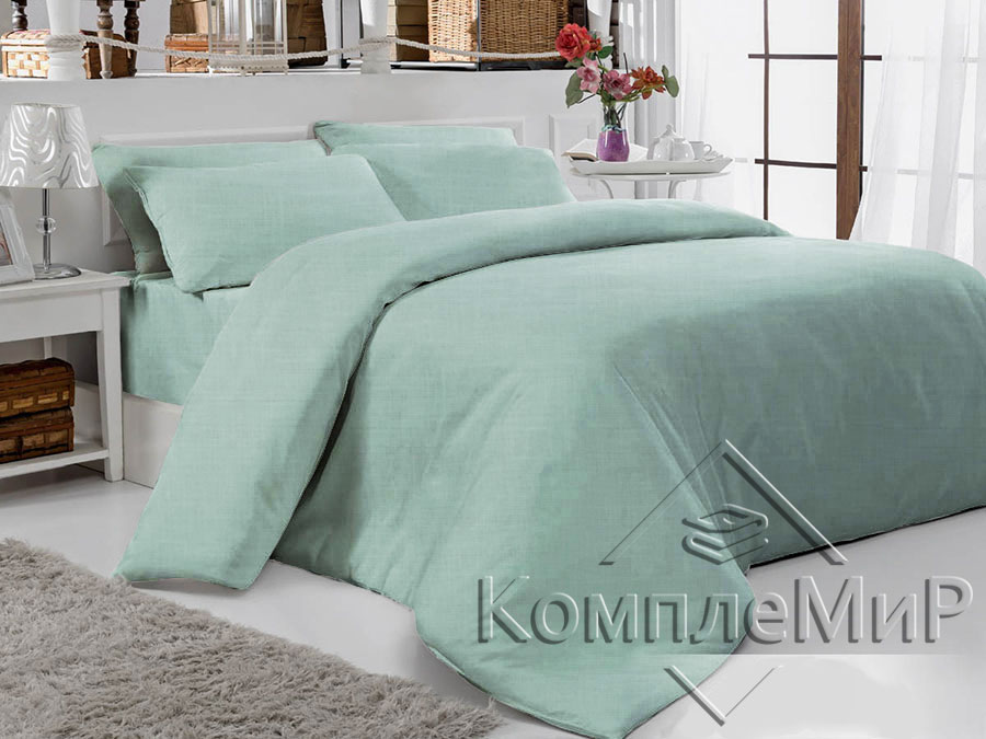 ткань постельная вид на кровати - Светло-зелёный - бязь