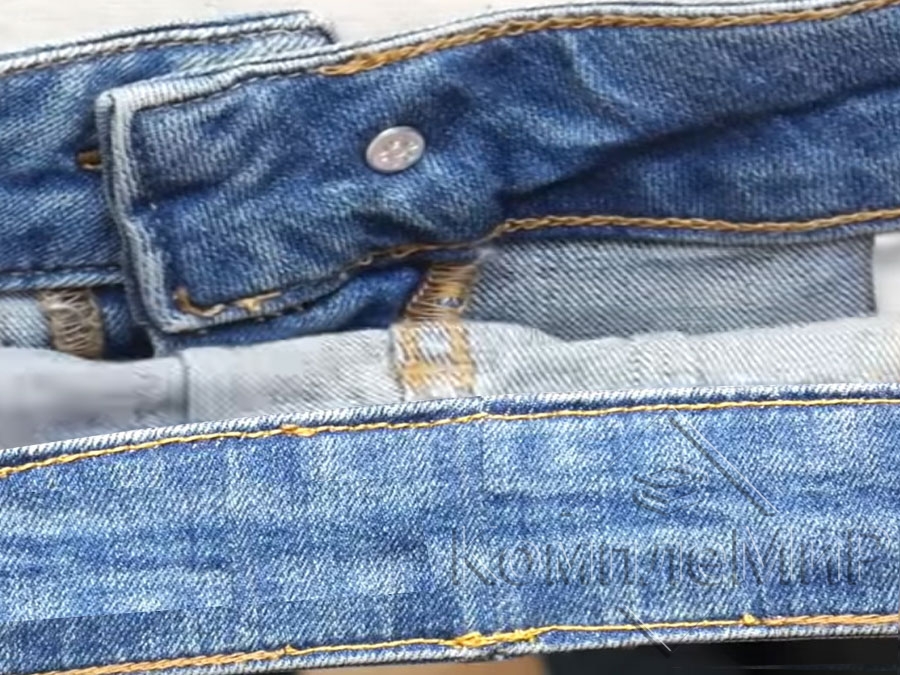 уменьшаем пояс в штанах при ушивке талии в джинсах - 3